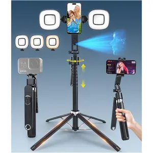 71'' Auto   Tripod 360? Rotation with Stand | Selfie Stick w/Fill Lights, Remote & Gesture Control | for  Vlog Content Creator, Phone Camera Tripod Following Your Movement
