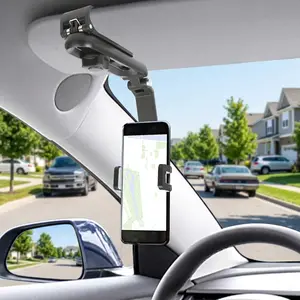 1080° Multi-function Sun Visor Phone Holder - Ultimate Flexible & Stable Car Phone Mount for GPS Navigation, 360° Rotating & Retractable Universal Cell Phone Stand, No-Slip Secure Clamp for Any Car Visor or Dashboard, Best for Long Road Trips