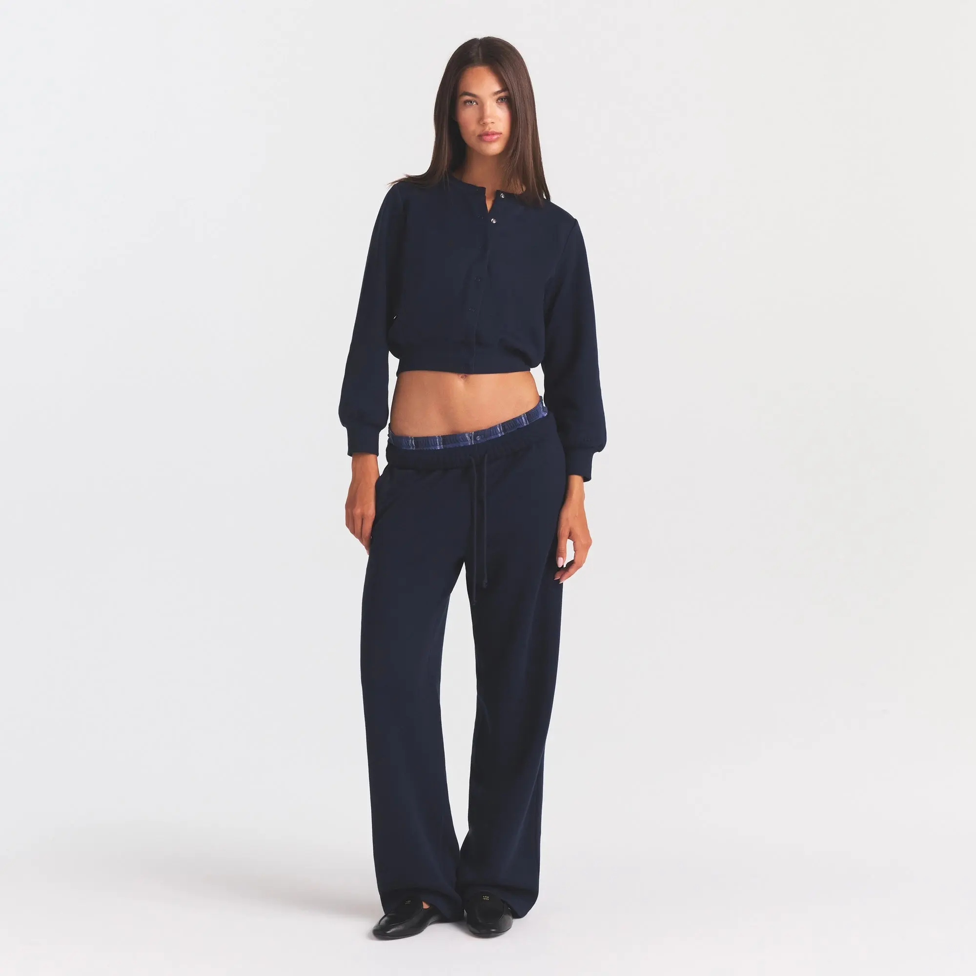 SKIMS COTTON FLEECE SHRUNKEN CARDIGAN