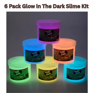 6-Pack Glow-in-the-Dark Neon Galaxy Slime Kit for Kids – Non-Sticky Slime, Stress Relief Toys, Party Favors