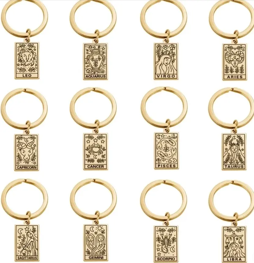 Zodiac Symbol Gold Keychain