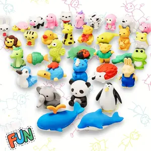 30-Piece Non-Toxic Animal-Shaped Eraser Set, 30 Unique Randomly Selected Designs, Party Gift & Desk Decoration, Stress-Relieving Fidget Toy