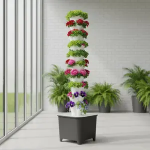 Hydroponic Growing System Kit, Aeroponic Tower 50 Hole Garden Vertical Vegetable Planting System with Pump and Mobile Water Tank