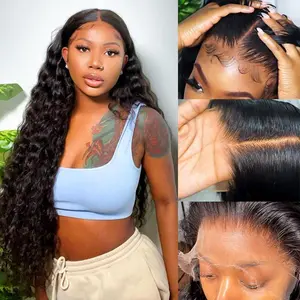 Wiggins Hair 13x4 Lace Front Loose Deep Wave Wigs Human Hair Pre Plucked Hairline Pre Bleached Knots Pre Bleached Human Hair