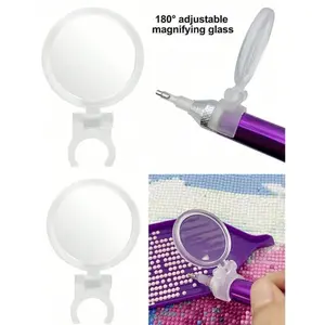 Plastic Magnifying Glass for Diamond Painting, LED Diamond Painting Pen Light with Magnifier, Ideal for Cross Stitch, Beading, Handmade Crafts, Diamond Art Tools