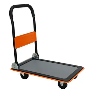 Upgraded Foldable Push Cart Dolly | 330 Pound Capacity Moving Platform | Heavy Duty Space Saving Collapsible | Swivel Push Handle Flat Bed Wagon cart