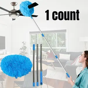 Ceiling Fan Dust Collector, 1 Count Dust Removal Fan Brush with Telescopic Rod & Splicing Rod, Washable Microfiber Ceiling Fan Dust Collector, Household Cleaning Tool