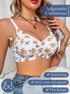 Women's Summer Bralette with Butterfly Pattern, Seamless Jelly Gel Underwire-Free Push-Up Bra, Comfortable Breathable Supportive Lingerie