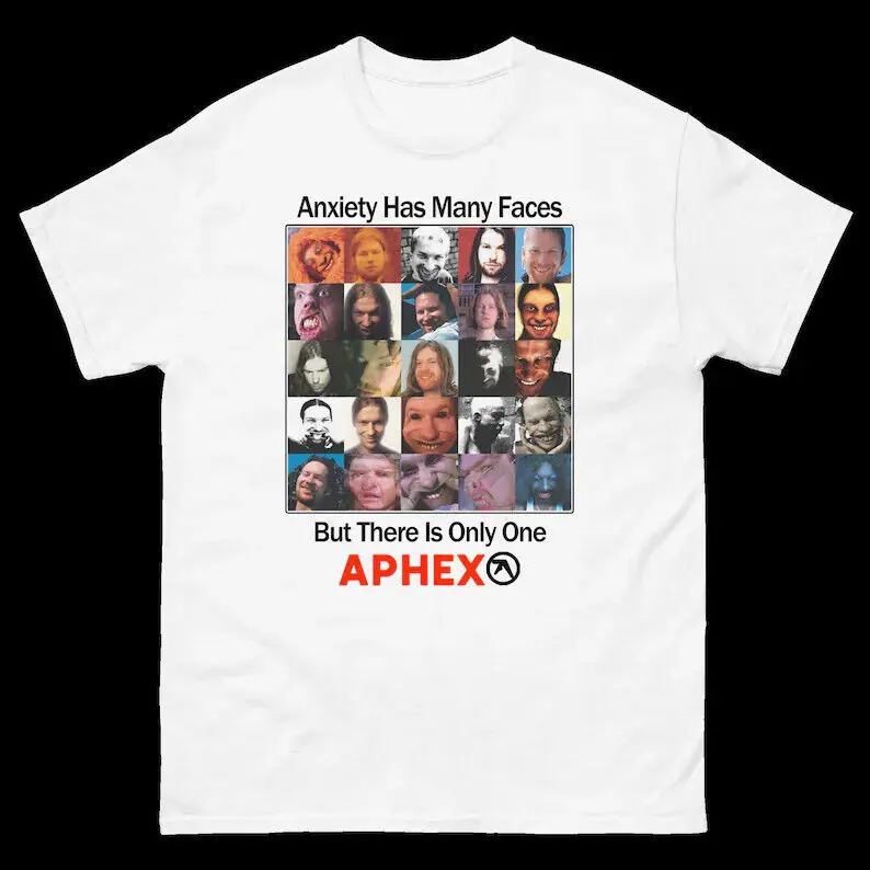 Anxiety Has Many Faces, But There Is Only One APHEX-Aphex Twin Parody T-Shirt