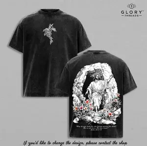 He Is Risen Easter Jesus Vintage Washed Oversized T-Shirt, Resurrection Christian Graphic Tee, Heavy Cotton Unisex Faith Streetwear, Religious Easter Sunday Shirt Gift for Believers