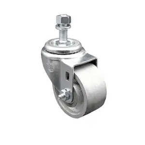 Semi Steel Cast Iron Swivel Threaded Stem Caster - 3" x 1.25" Silver Wheel and 1/2" Stem - 300 lbs Capacity/Caster - Service Caster Brand