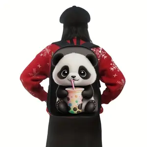 Super cute panda-themed women's backpack, perfect for carrying milk tea, with plenty of space, suitable for travel or school, ideal for teenage students