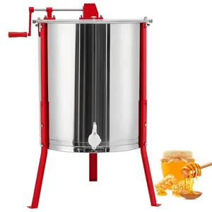 Garvee Manual Honey Extractor, 2/4 Frames Honeycomb Spinner Drum, Food-Grade Stainless Steel Beekeeping Tool with Transparent Lid & Adjustable Legs, for Beekeepers, Apiaries, and Beehives