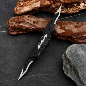 Double Blade Folding Pocket Knife - Tactical Dual Blade Survival Knife with Pocket Clip, Fast Flipper Quick Open Multifunctional EDC Tool for Outdoor Camping Hunting, Men’s Gift