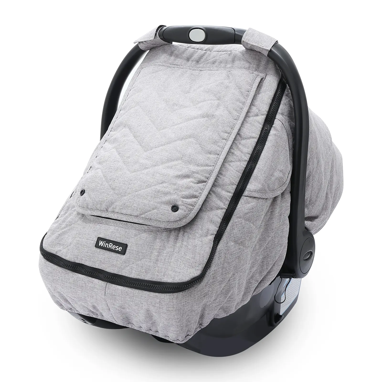 WinRese Baby Car Seat Cover - 3-Layer Thick Fabric, Waterproof, Breathable Mesh Window - Windproof & Snow Blocking, Keep Baby Warm in Winter - Universal Fit for Infant Car Seat and Carrier, Baby Boys & Girls Shower Gift