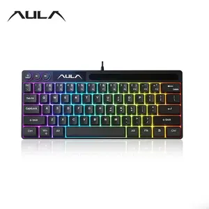 AULA Wired Gaming Keyboard, 64 Key Wired Backlit Mixed Light Effects Keyboard for Gaming Study Work, Multifunctional Portable Keyboard for Desktop Computer Notebook, Computer Peripherals