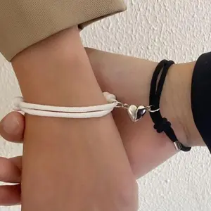 [ New Product Offer] Couple bracelets magnetic hand-woven love shape bracelets, adjustable daily bracelets, cute jewelry gifts
