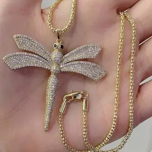 Dragonfly Pendant Necklace  18” Chain 14k gold plated
