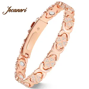 Jecanori Pure Copper Magnetic Bracelet for Women 3500 Gauss Effective Magnets Trendy Stack Bangle Stretch Design Modern Fashion Jewelry Gift