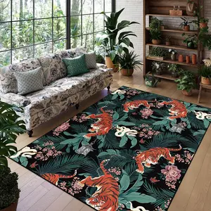 Tiger Pattern Floor Mat, 1 Count Non-slip Washable Floor Carpet, Soft Floor Rug, Decorative Area Rug for Home Living Room Bedroom Hotel, Animal Print Rug
