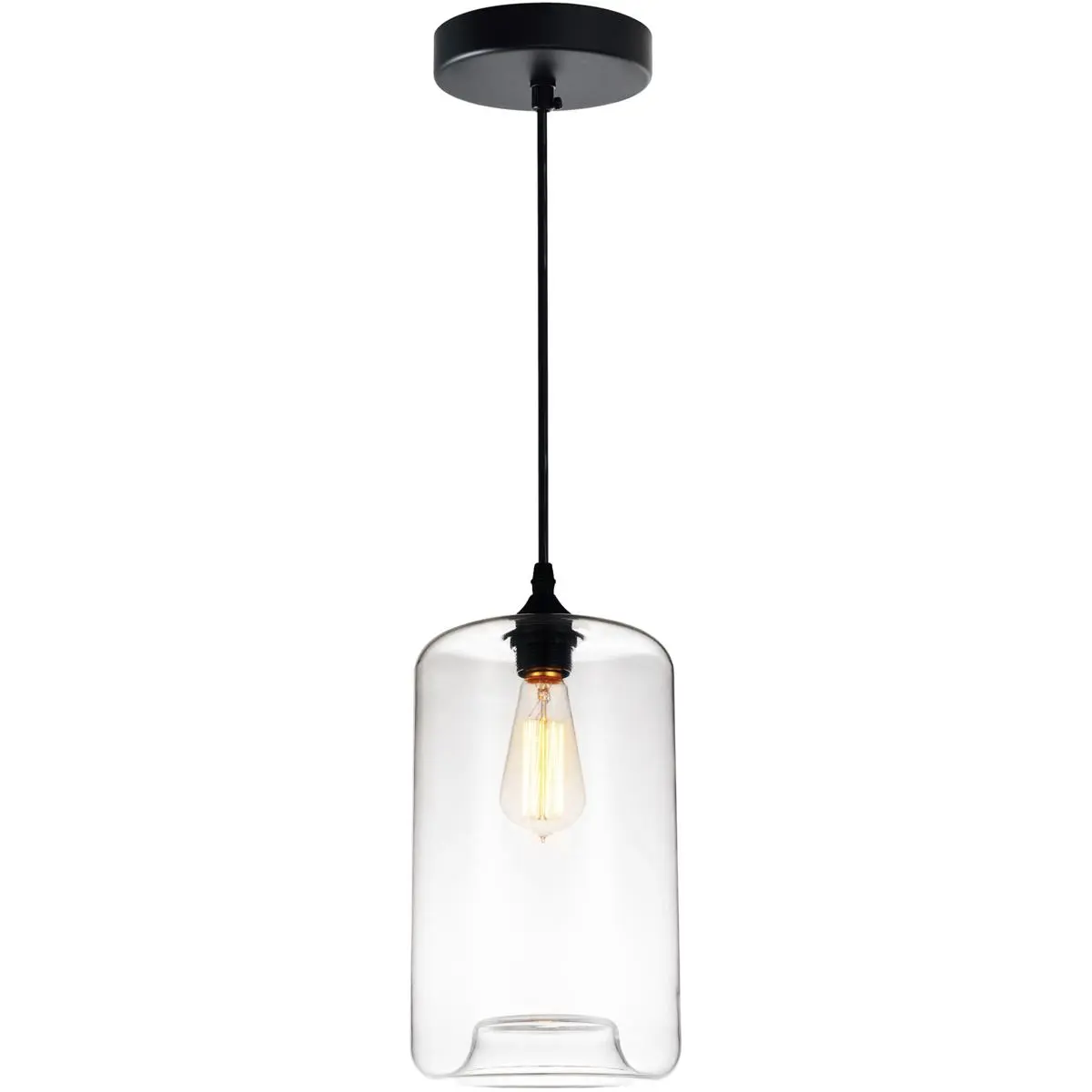 CWI Lighting Glass 1 Light 7 inch Black Down Mini Pendant Ceiling Light in Clear 5553P7-CLEAR