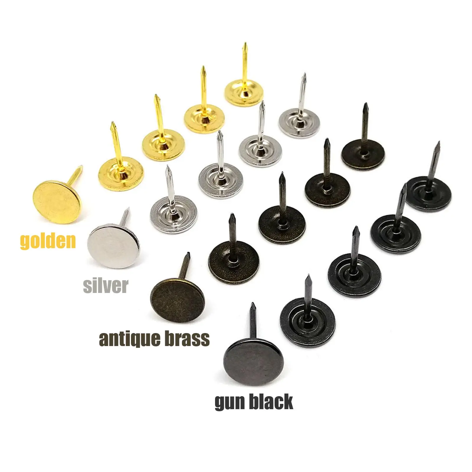 50pcs Flat Head Decorative Tack Stud Pushpin Upholstery Nail for Jewelry Chest Gift Case Box Wall Door Sofa Furniture Dia 11mm