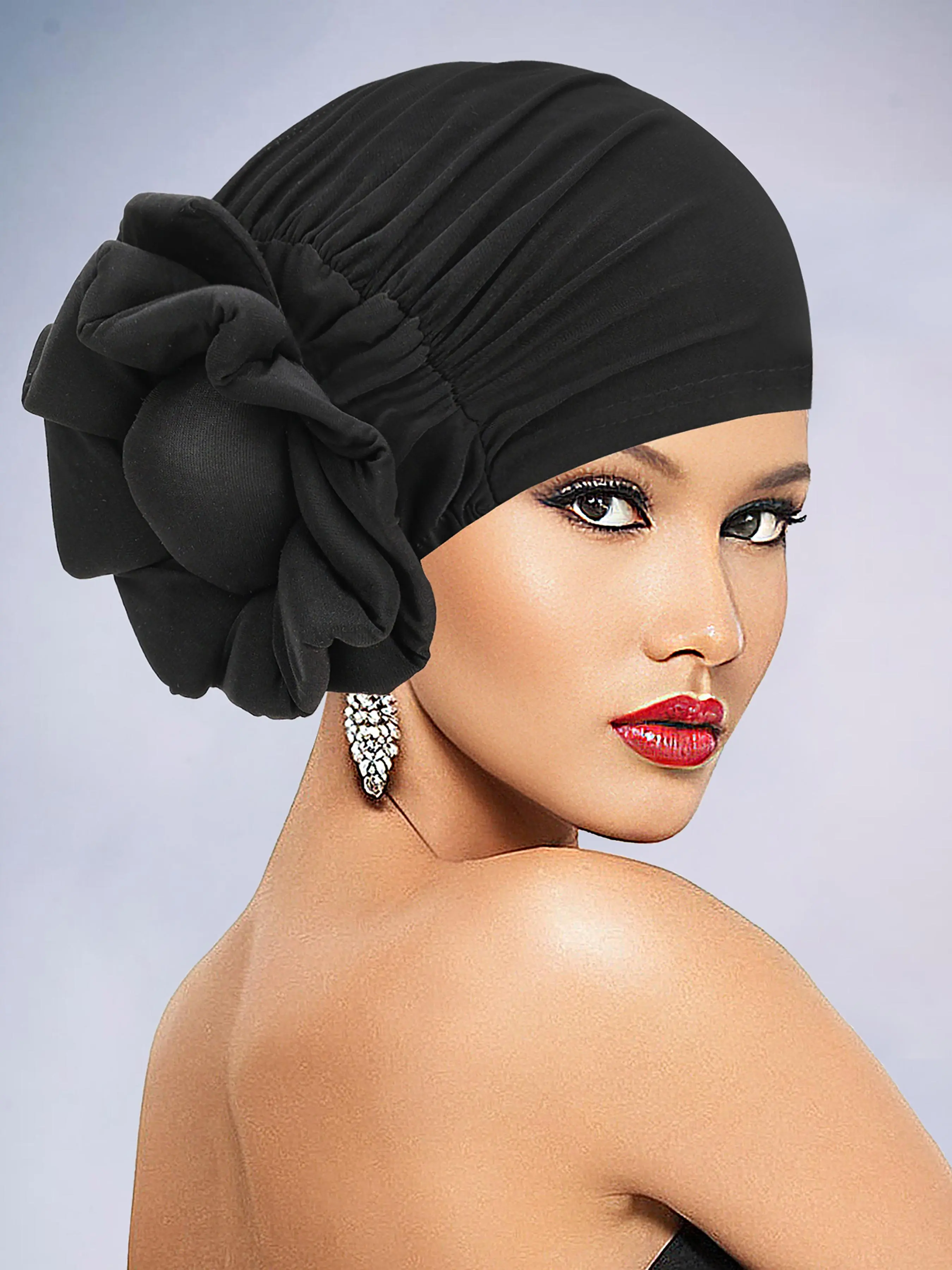 Women's Elegant Flower Design Turban Hat Trendy Breathable Head Wrap Turban Wraps, Versatile African-inspired Turban for Daily Use Turban Hijab