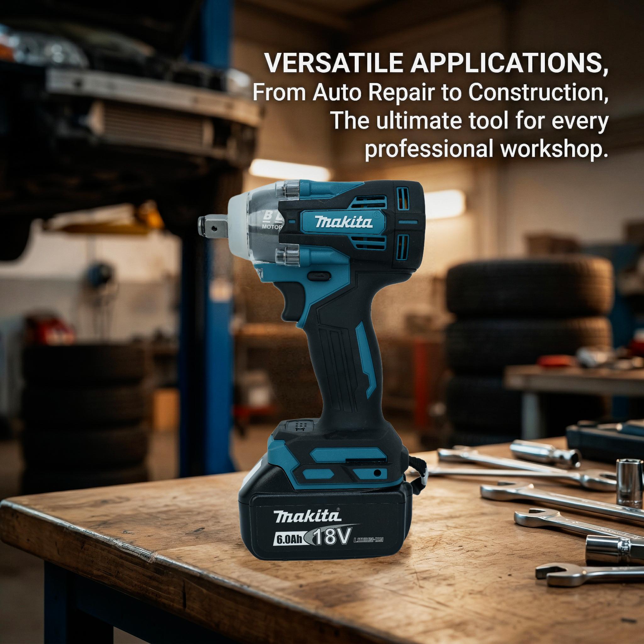 Makita DTW004 18V Brushless Impact Wrench, 630Nm Max Torque, 0-4000IPM for Heavy Duty Bolting tool kit set