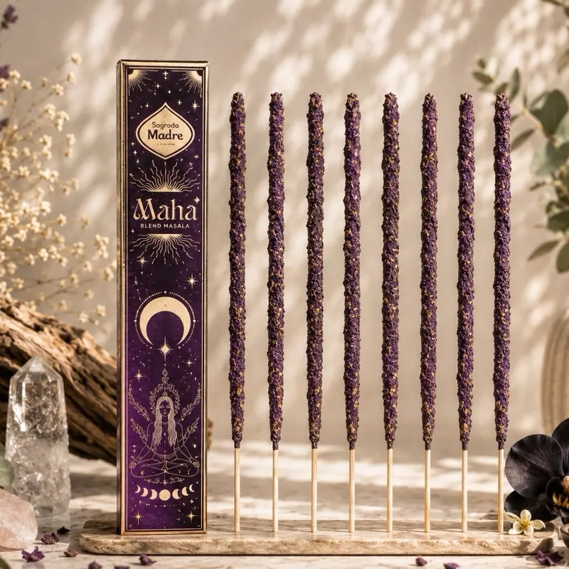 Purple Sparkle Maha Botanical Bakhoor Incense Box - 1oz Home Fragrance Supply, Anti-Stress Incense, Floral Mix Aroma, 60 Min Immersive Experience, 12-Month Long-Lasting Scent, The Box for Loving Ambiance