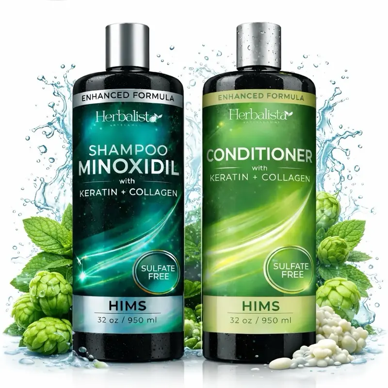 (Combo) 950ML Minoxidil + Biotin + Collagen MEN Shampoo + Conditioner set 32oz For HIM - Sulfate-Free Thickening Hair Cleanser for Fuller-Looking, Stronger Hair, Unisex Daily Scalp Care.