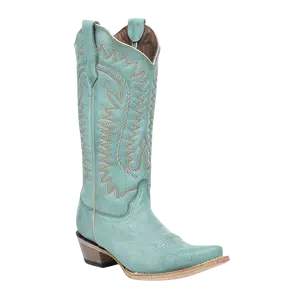 Corral Ladies Turquoise Embroidery Snip Toe Cowboy Boots L6331