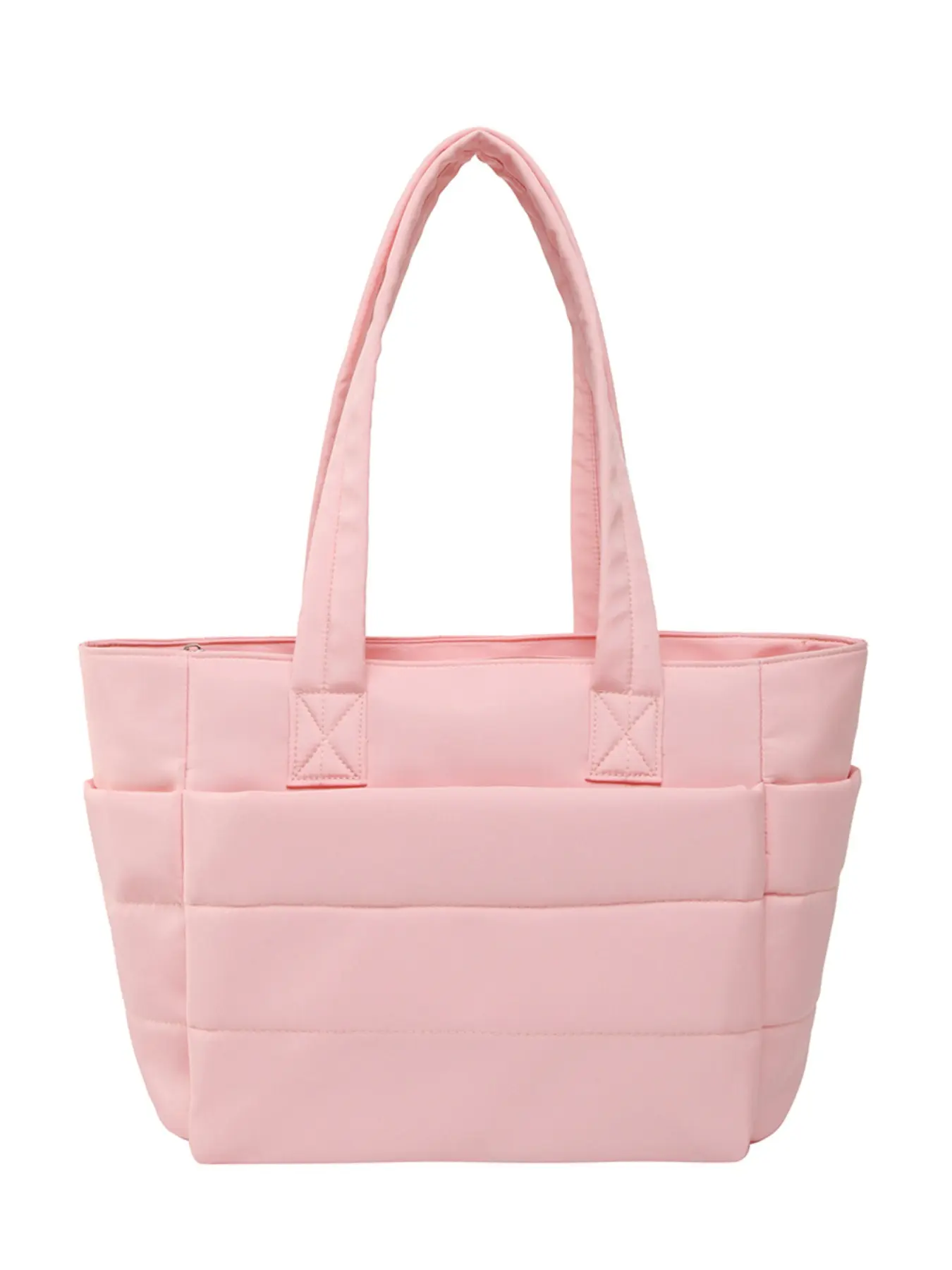 Women's Solid Color Quilted Tote Bag, Lightweight Puffer Design Shoulder Bag for Travel & Work & Beach, Casual Trendy Versatile High-quality Daily Commuting Bag