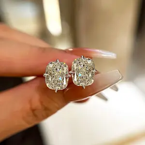 Maxine Vintage 4.0ct*2p Cushion Cut Stud Earrings For Women,5A Cubic Zirconia Promise Ring,Bridal Rings Set ,Anniversary Ring for Women