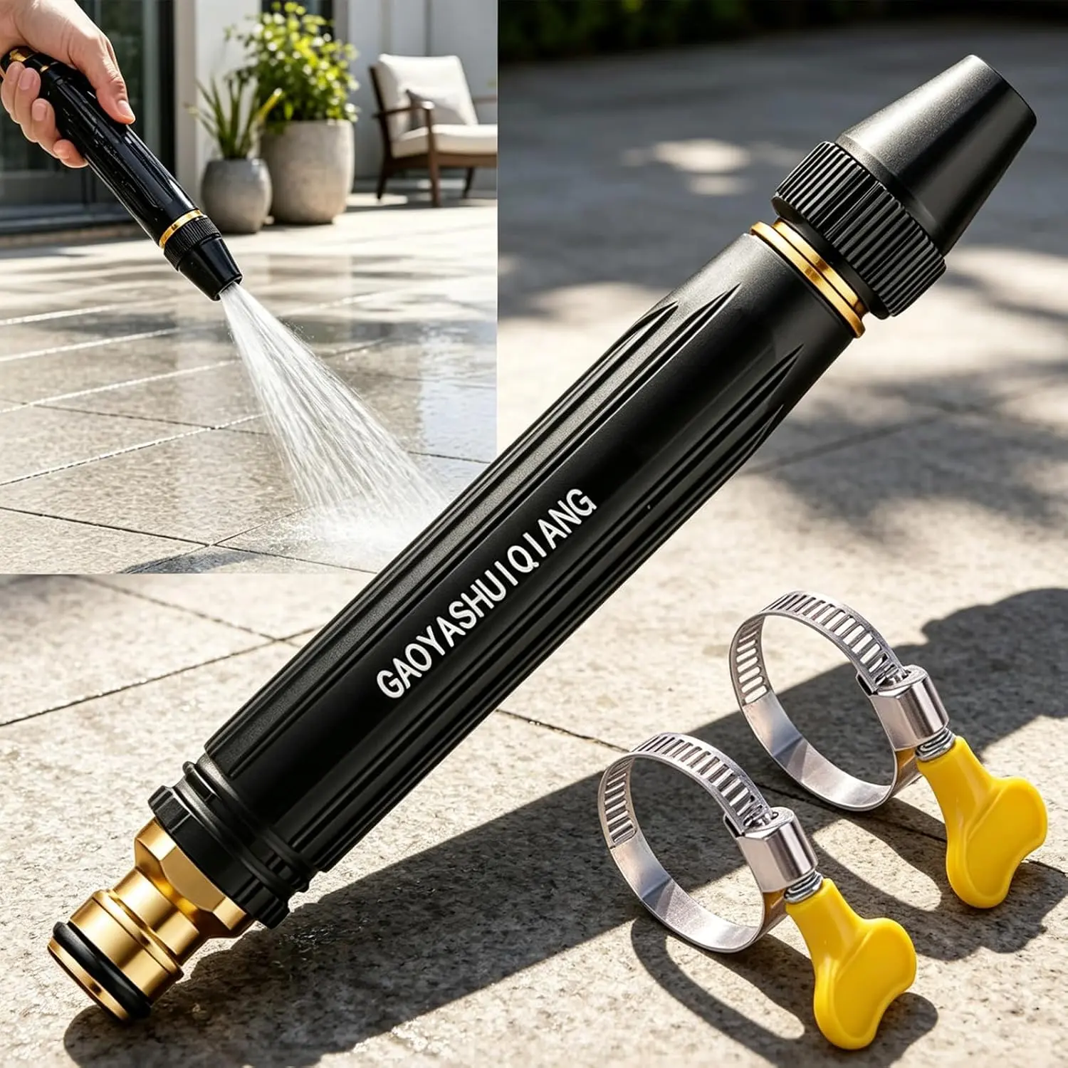 Car Wash Water Garden Hose Sprayer, Powerful High Pressure Water Gun, Metal Heavy Duty High Pressure Water Hose Anti-Leakage Hose Nozzle with 3 Adjustable Spray Modes for Garden Watering & Car Pet Washing Rinsing Floor