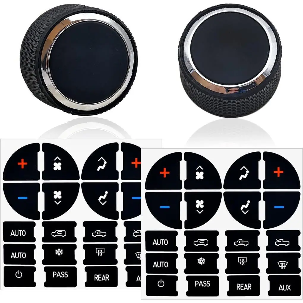 2 Packs Rear Radio Volume Control Knob with AC Dash Button Sticker Repair Kit (2 Packs) For GM 22912547, Chevrolet, GMC, Buick, Cadillac (07-14)
