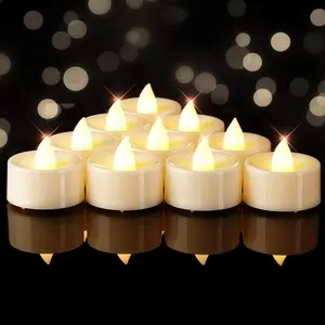 Flameless Candles, 50 Pack Tea Lights Battery Operated, No Flickering Votive Candles LED Tea Lights for Halloween Christmas Wedding Home- Warm White, White Base