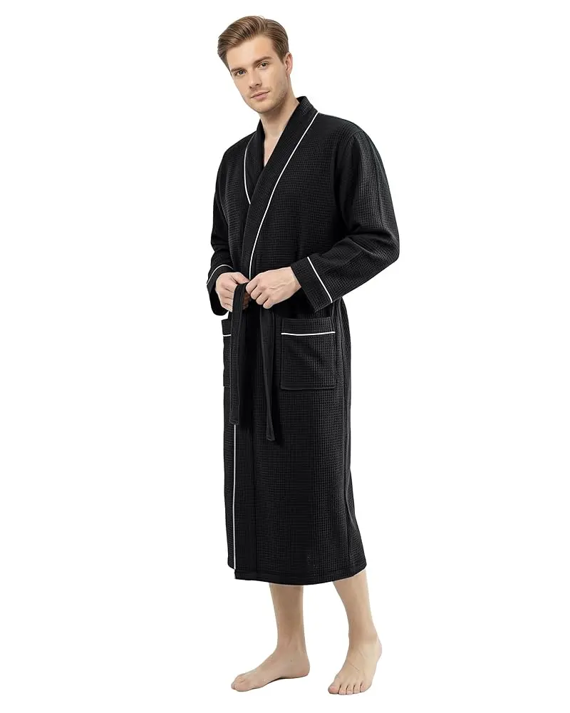 NY Threads Men's Classic Waffle Knit Bathrobe - Lightweight, Breathable Polycotton Menswear Loungewear with Pockets, Relaxed Fit, Soft, Mens Clothing, Gifts For Him, Men's Robes