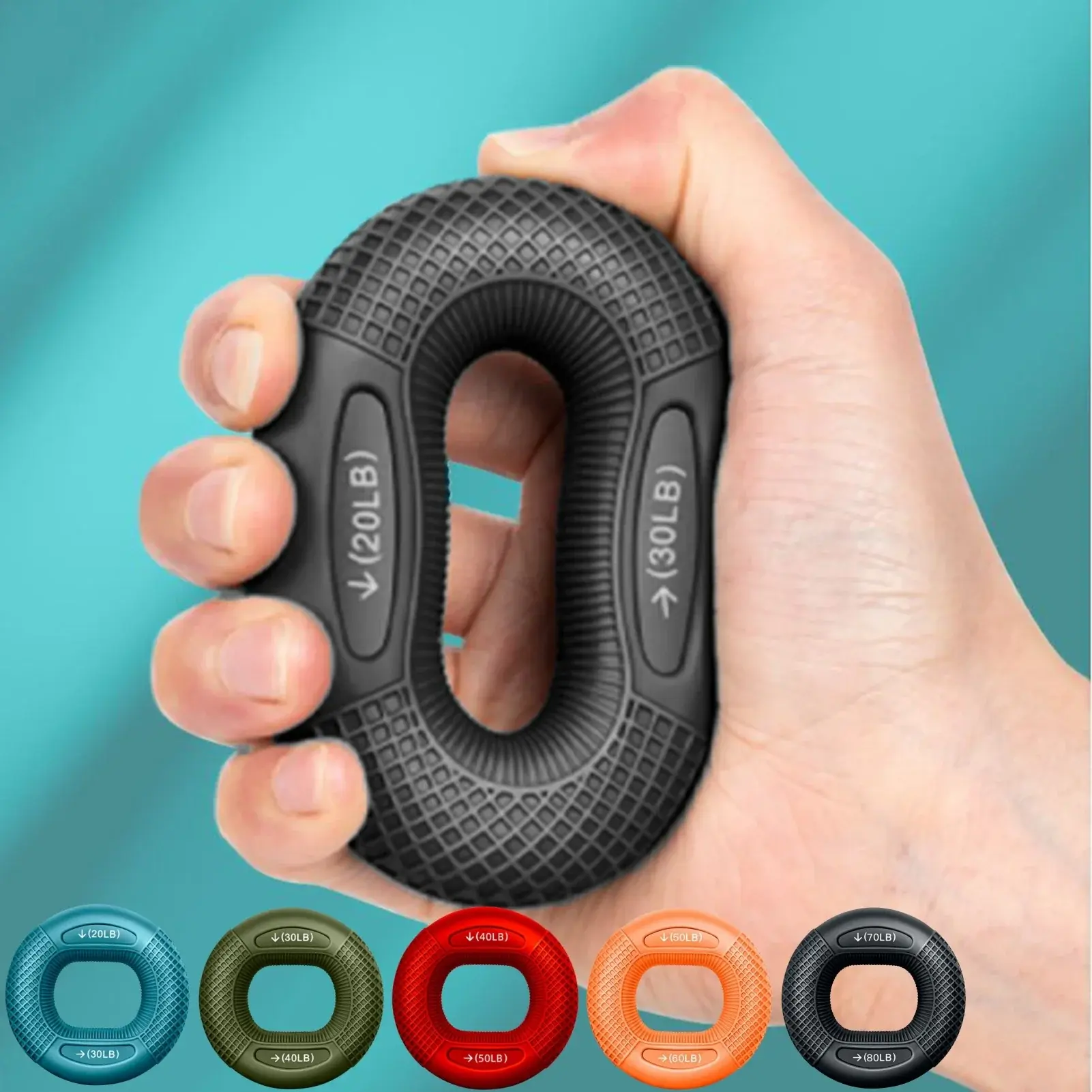 1Pc Hand Grip Strengthener, Grip Strength Trainer, Fingers Exerciser - Silicone Rings for Muscle Training Sports Rock Climbing Finger Rehabilitation Training,Hand & Wrist Muscles Trainer Stress Relief,5 Resistance Levels