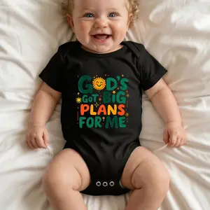 Gods Got Big Plans For Me Print Bodysuit Baby Rompers Short Sleeve Cotton Toddler Rompers Graphic Print Baby Clothes One-Piece Outfit