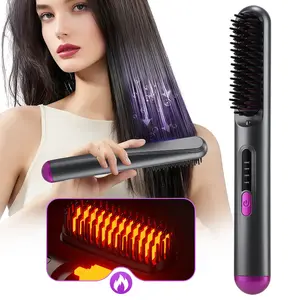 Multi-functional Temperature-adjustable Hair Straightener Brush, Anti-scald Auto-power-off Portable Styling Comb, Perfect Gift for Girlfriend & Friend for Travel Hairstyling, Thermal Brush Straightener