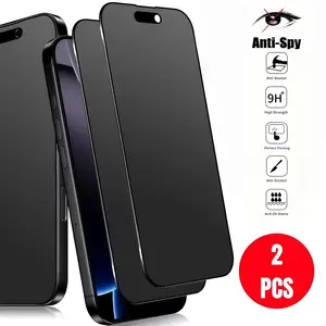 2 pieces pack Privacy Screen Protector Anti Spy Tempered Glass Compatible with iPhone 16 17 15 14 13 12 11 16e Plus Air Pro Max Anti-Peeping, Scratch-Resistant, Fingerprint-Resistant, Shockproof Protection iPhone 16 Pro Screen Protector protective