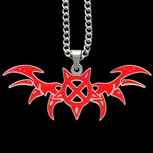 Ken Carson Red X Wing Necklace 1.5" Red Enamel Mirror Polished Teen X Pendant Laser Carved Stainless Steel Chain Free Opium Gift Included