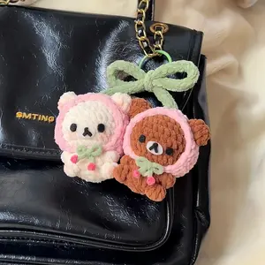 Cute Crochet Bear Keychain Handmade Amigurumi Bear Bag Charm Kawaii Teddy Keyring Gift for Her Cute Backpack Charm Adorable Accessory
