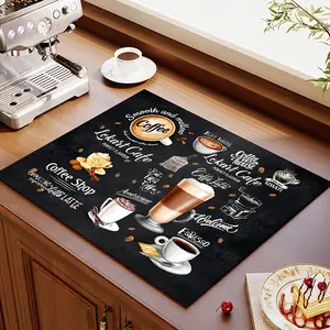 1pc Espresso Machine Quick-Dry Absorbent Mat - Latte Art Design, Diatomaceous Earth Material, Ideal for Kitchen Countertops & Coffee Bar Decor, Coffee Bar Accessories