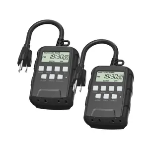 2 PACK 7 Day Heavy Duty Digital Programmable Outdoor Timer Dual Outlet BN-LINK