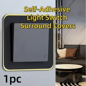 Self-Adhesive Light Switch Surround Covers, Living Room Stylish Multi-Color Decorative Light Switch Covers Golden & White/Golden & Black/Golden & Gray Self-Adhesive Trim