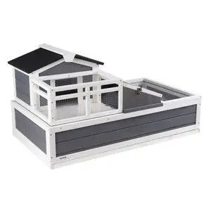 fathersdaygift VEVOR 3-Room Tortoise House, Tortoise Habitat with Balcony 2 Stories, Wooden Tortoise Enclosure Indoor Outdoor with Ramp, Tray, Openable Roof, Large Reptile Cage, 44x 25.6x 24