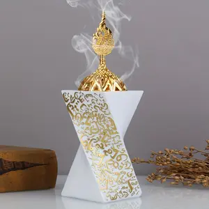 Elegant Metal-lid Scented Incense Burner, 1 Count Resin Crafted Home Accent, Incense Burner for Home Decor, Room Decor, Home Decor, Fragrance, Aroma