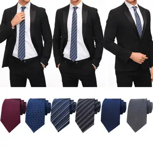 6-Pack Gentlemen Classic Stripe Solid Necktie Business Style Simple High Grade Men Formal Party Tie Accessories for Administrative Roles, Valentine's Day, Thanksgiving, Campus Events