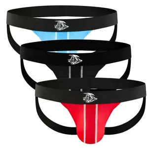 Strapped Jocks Nylon Mesh & Modal No Fly Mid-Rise 3 Pack 0 Inch with ABCD Pouch - XS to XL waist Size Spandex Soft